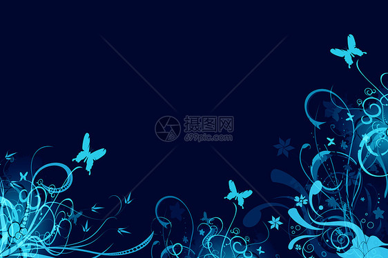 美丽抽象的花形背景艺术蓝色气泡活力墙纸网络图片