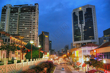 2007年8月 新加坡街夜街背景图片