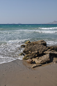 科斯海滩风景海洋假期海浪石头海景支撑海岸蓝色旅游图片