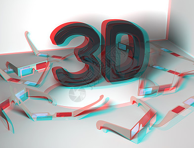 具有许多立体眼镜和立体效果的立体3D设计图片
