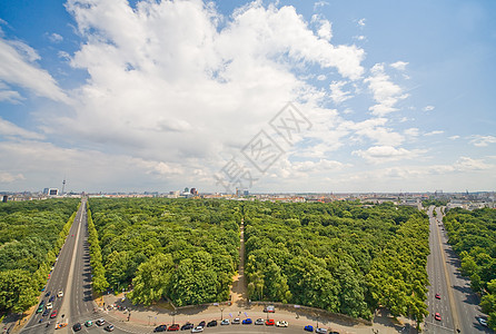 柏林全貌围城交通天空回旋处雕像场景城市街道首都全景图片