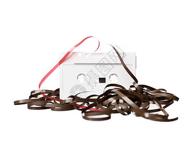 白色录音磁带设备水平复古复兴风格音乐图片