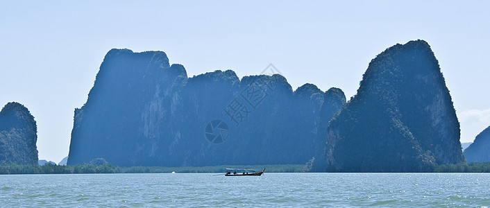 张恩加尾巴海洋异国旅游顶峰岩溶岩石小岛侵蚀蓝色图片