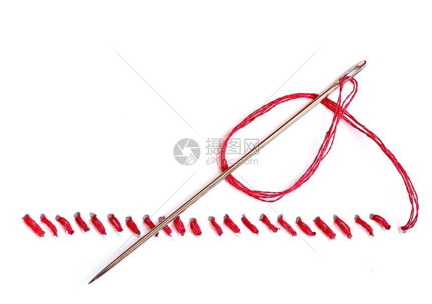 接缝和针线工作细绳工艺纺织品裁缝项目红色对象工具缝纫图片