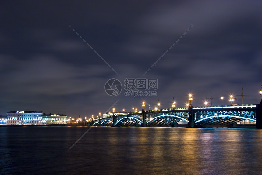 夜桥灯光反射运河景观假期历史城市镜子码头建筑图片