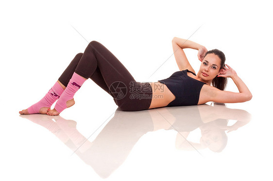 年轻女孩做运动体操数字活动练习姿势行动女性女士身体图片