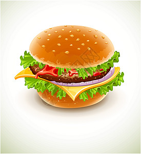 带奶酪的汉堡汉堡营养食物洋葱叶子汉堡小吃面包插图芝士包子图片