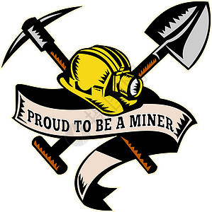 采石开采公司Pickax滚动安全帽帽子木刻工人矿工煤矿矿业插图工业图片