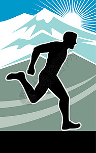 马拉松跑者绕行背景图片