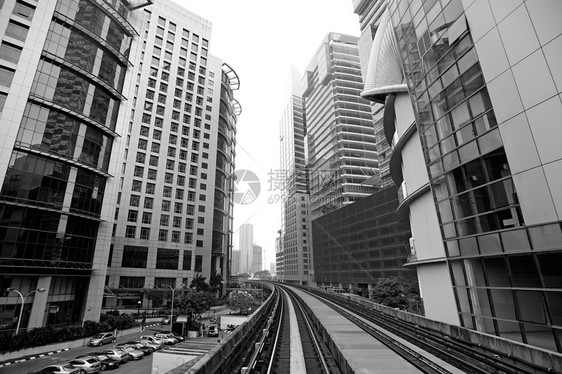 城市风景蓝色城市运输交通地铁过境摩天大楼商业建筑学市中心图片