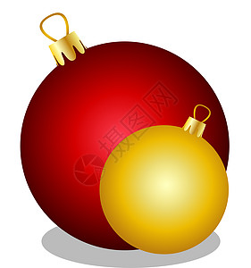 红色的 金色的圣诞球背景图片