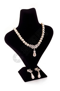珍珠项链珠子耳环模特儿礼物吊坠石头奢华钻石珠宝订婚图片
