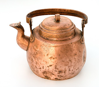 旧铜茶壶风格装饰电池金属持有者陶器艺术服务烹饪古董背景图片