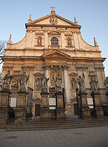 克拉科夫圣彼得和帕维尔教堂建筑教会宗教房子办公室天际摩天大楼历史性旅行图片