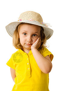 女童福利帽子享受金发稻草幸福乐趣女孩橙子活力图片