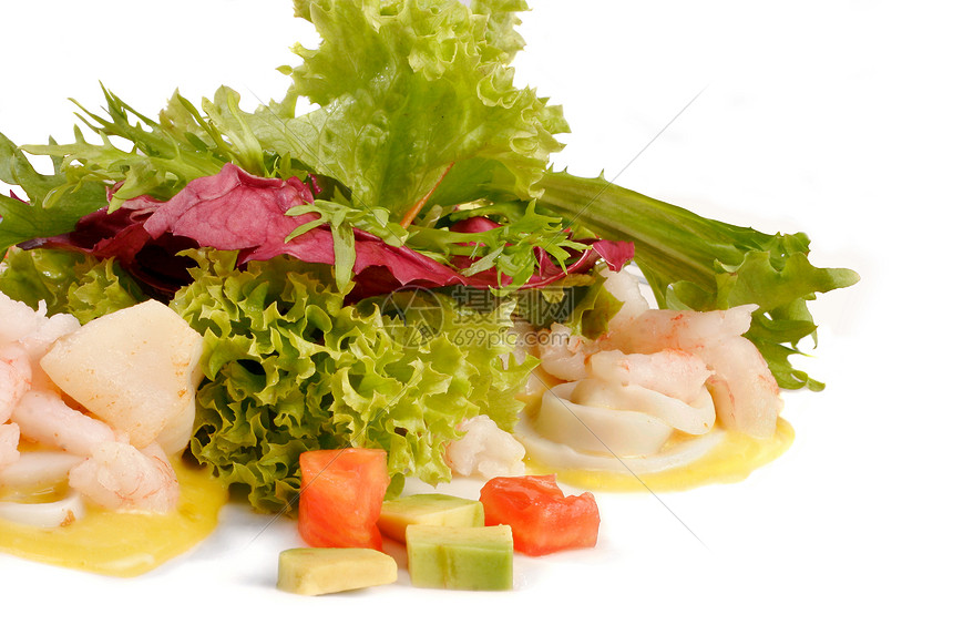 虾沙拉餐厅食物午餐胡椒树叶青菜餐饮海鲜饮食贝类图片