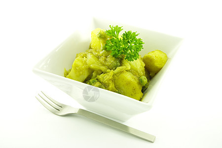 白碗咖喱美食草本植物盘子蔬菜香菜黄色餐厅香米辣椒土豆图片