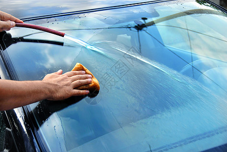 洗车蓝色海绵手臂手指抹布服务工作汽车男生打扫图片