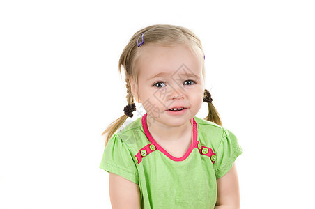 一个在演播室的小女孩婴儿编织女孩白色孩子辫子衣服女性女儿工作室图片