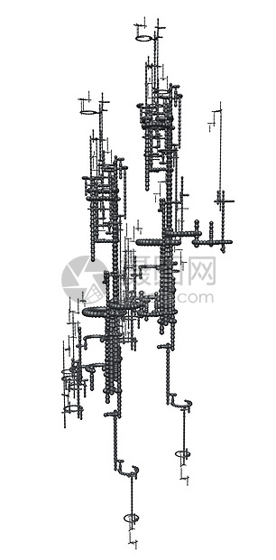 未来金属站立身体漂浮建筑插图建造图片