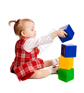 女童婴儿金字塔乐趣童年金发好奇心头发玩具立方体女儿图片