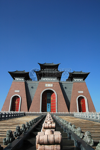 中国门建筑历史文化楼梯地标风景场景宝塔旅行蓝色图片