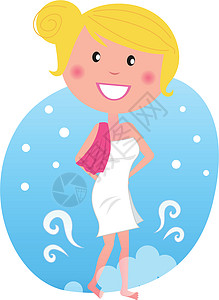 女子在热桑浴后在雪中行走图片