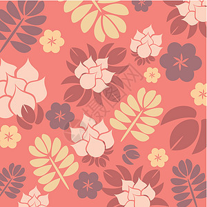 抽象花形背景绘画风格玫瑰红色粉色纺织品植物插图墙纸装饰图片