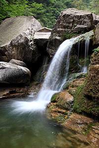 中国云台山的瀑水和级联溪流蓝色矿物运动力量吸引力瀑布地质旅行茶点背景图片