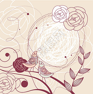 可爱花纹框架蓝色婚礼植物卡片花园插图风格玫瑰季节叶子图片