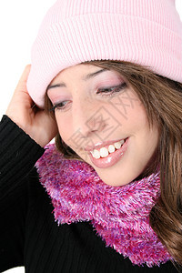 冬季青少年黑发兜帽季节性白色眼睛女性女士女孩围巾女性化图片
