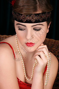 美丽的女性黑发珍珠青少年配件首饰女孩化妆品裙子头巾女性化图片