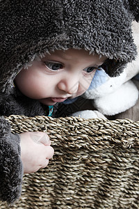 熊宝宝白色男性儿子男生婴儿孩子篮子玩具工作室戏服图片