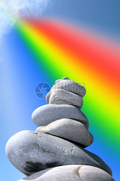 彩虹能量场景光谱灵魂岩石石头海滩温泉天空建筑哲学图片