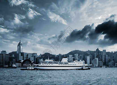 维多利亚港市风景 香港有船图片