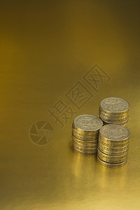 黄金背景的英镑一磅硬币金融摄影金子货币财政图片