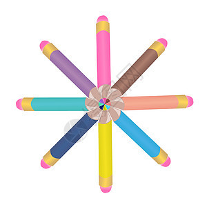插图设置彩色铅笔商业绘画橡皮圆圈学校补给品紫色办公室教育橙子图片