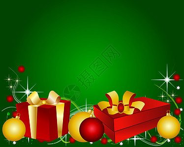 色彩多彩的圣诞节背景金子插图盒子礼物反射闪光星星墙纸庆典图片
