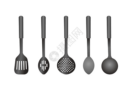 厨房家具器皿餐具风格钢包烹饪空心午餐草图厨具插图图片