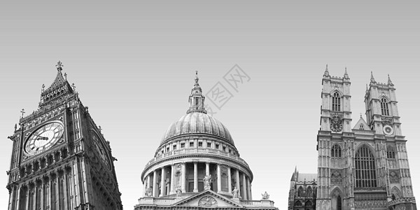 孤立的伦敦里程碑 大本 圣保罗 威斯敏斯特房屋英语大教堂教会议会王国天空建筑学地标蓝色图片