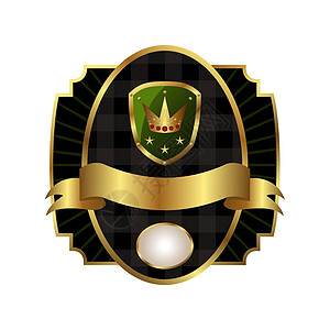 皇冠 金框 盾 皇冠证书丝带框架金子横幅插图皇家绿色黑色纹章图片