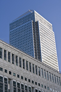 伦敦的加那利码头摩天大楼建筑办公室英语公司天空市场银行业金融建筑物蓝色图片