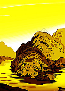 向量 风景河流插图黄色相片山脉照片免费藕色天空背景图片