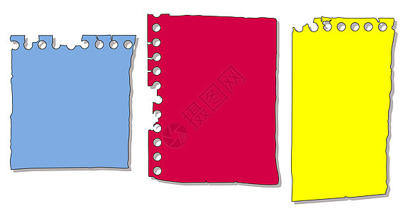 一套注纸纸件集红色黄色笔记白色卡片文档笔记本插图空白框架图片