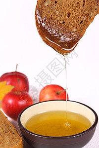 面包 蜂蜜和苹果桌布纺织品乡村棉布宏观亚麻甜点金子蔬菜食品图片