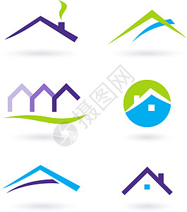 房地产标志和图标矢量-紫色 绿色 橙色图片