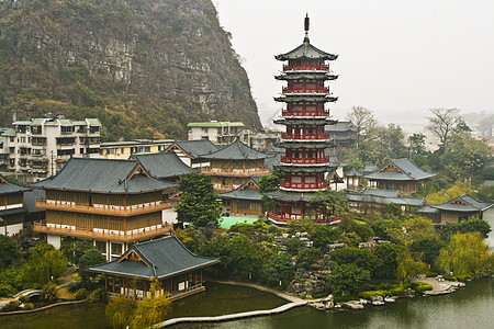 传统中国菜园木头入口建筑艺术宝塔石头建筑学岩石旅行花园图片