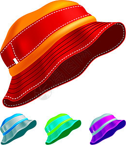 巴拿马 Hat头饰红色绿色灰色黄色衣服白色缝合帽子插图图片