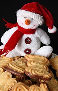 圣诞饼干小吃雪人巧克力食物甜点背景图片