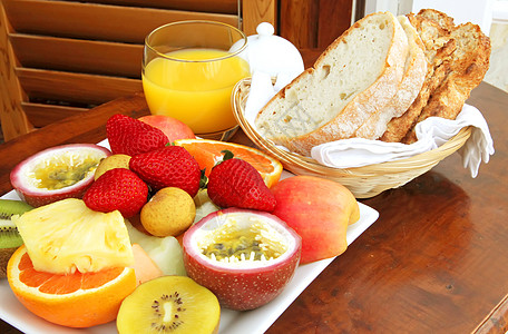 橙汁水果橘子饮料杯子饮食玻璃果汁早餐福利面包图片